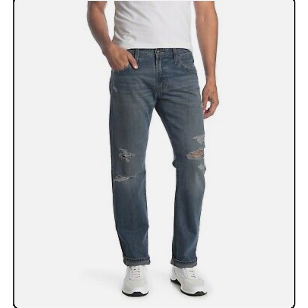 NWT AG Adriano Goldschmied Size 31 Matchbox Slim Straight Blue Jeans ripped